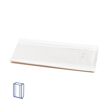 SACHETS AVEC FENÊTRE 'PACK DELICATESSEN' 50 G/M2 + 15 PP 11+5x21 CM BLANC KRAFT (100 UNITÉ)