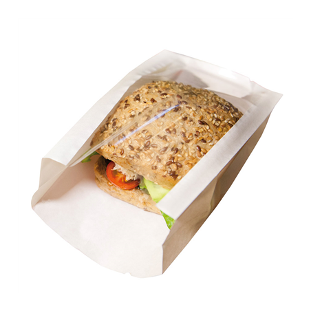 Image SACHETS AVEC FENÊTRE 'PACK DELICATESSEN' 50 G/M2 + 15 PP 9+5x17 CM BLANC KRAFT (100 UNITÉ) #1