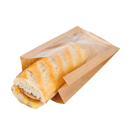 Image SACHETS AVEC FENÊTRE 'PACK DELICATESSEN' 50 G/M2 + 15 PP 11+5x21 CM NATUREL KRAFT (100 UNITÉ) #1