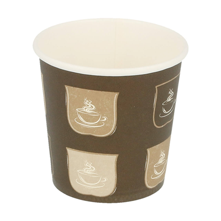 Image GOBELETS BOISSONS CHAUDES 1 PAROI 120 ML 230 + 18 PE G/M2 Ø6,2/4,5x6 CM MARRON CARTON (1000 UNITÉ) #1