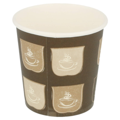 GOBELETS BOISSONS CHAUDES 1 PAROI 120 ML 230 + 18 PE G/M2 Ø6,2/4,5x6 CM MARRON CARTON (1000 UNITÉ)