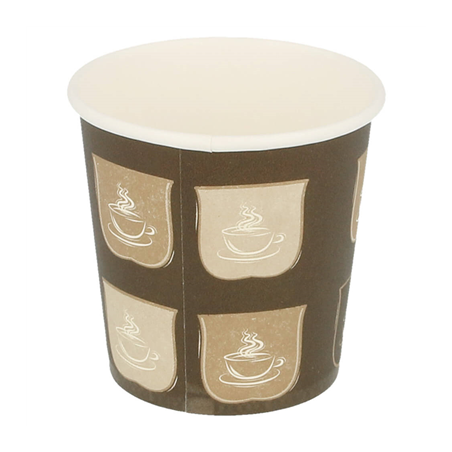 GOBELETS BOISSONS CHAUDES 1 PAROI 120 ML 230 + 18 PE G/M2 Ø6,2/4,5x6 CM MARRON CARTON (1000 UNITÉ)