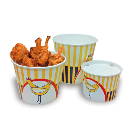 CONTAINERS POULET + COUVERCLES 2550 ML 15PE + 380 + 18PE G/M2 Ø 18,9/14,7x14,5 CM BLANC CARTON (300 UNITÉ)