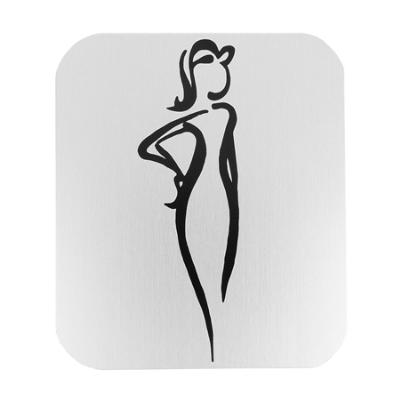 Image PLAQUE AUTO-ADHESIVE "DAMES"  12,2x14x0,1 CM BLANC ALUMINIUM (1 UNITÉ) #1