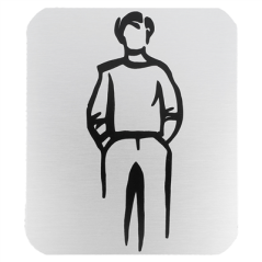 Image PLAQUE AUTO-ADHESIVE "MESSIEURS"  12,2x14x0,1 CM BLANC ALUMINIUM (1 UNITÉ) #1