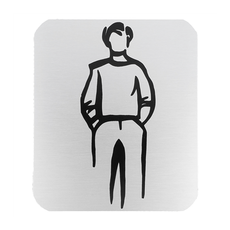 Image PLAQUE AUTO-ADHESIVE "MESSIEURS"  12,2x14x0,1 CM BLANC ALUMINIUM (1 UNITÉ) #1