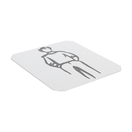 PLAQUE AUTO-ADHESIVE "MESSIEURS"  12,2x14x0,1 CM BLANC ALUMINIUM (1 UNITÉ)