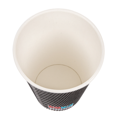 Image GOBELETS BOISSONS CHAUDES DOUBLE PAROI ONDULÉ 480 ML 300 + 250 + 18 PE G/M2 Ø9/6x13,2 CM NOIR CARTON (500 UNITÉ) #3