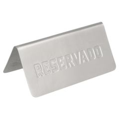 Image PLAQUE DE TABLE "RESERVADO"  12x5,4x5,9 CM ARGENTE INOX (1 UNITÉ) #1