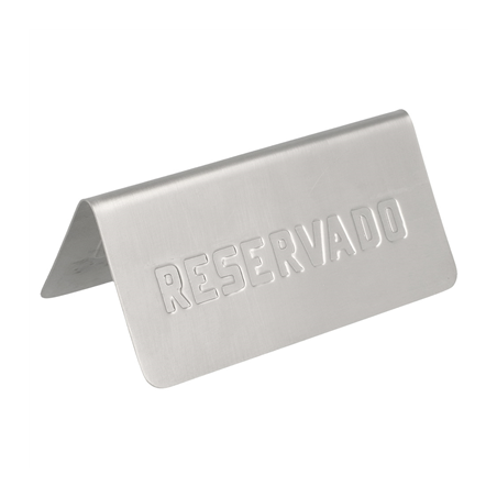 Image PLAQUE DE TABLE "RESERVADO"  12x5,4x5,9 CM ARGENTE INOX (1 UNITÉ) #1