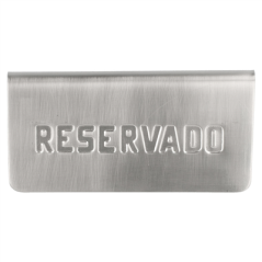 PLAQUE DE TABLE "RESERVADO"  12x5,4x5,9 CM ARGENTE INOX (1 UNITÉ)