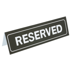 Image PLAQUE DE TABLE "RESERVED"  18x5,5 CM NOIR PVC (1 UNITÉ) #1