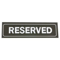 PLAQUE DE TABLE "RESERVED"  18x5,5 CM NOIR PVC (1 UNITÉ)