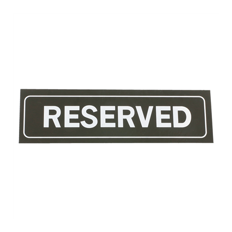 PLAQUE DE TABLE "RESERVED"  18x5,5 CM NOIR PVC (1 UNITÉ)