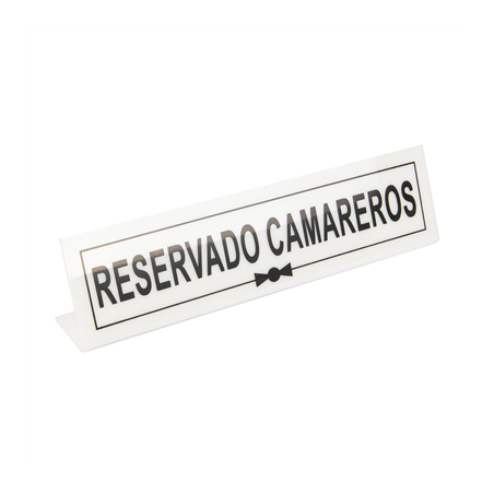 Image PLAQUE "RESERVADO CAMAREROS"  26x5+5 CM BLANC METACRYLATE (1 UNITÉ) #1