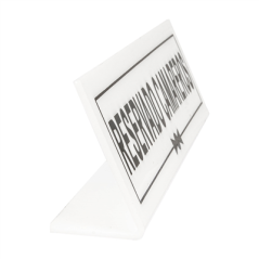 PLAQUE "RESERVADO CAMAREROS"  26x5+5 CM BLANC METACRYLATE (1 UNITÉ)