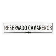 Image PLAQUE "RESERVADO CAMAREROS"  26x5+5 CM BLANC METACRYLATE (1 UNITÉ) #3