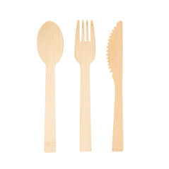 Image SET 4/1 FOURCHETTE, COUTEAU, CUILLÈRE, SERVIETTE  17 CM NATUREL BAMBOU (50 UNITÉ) #4