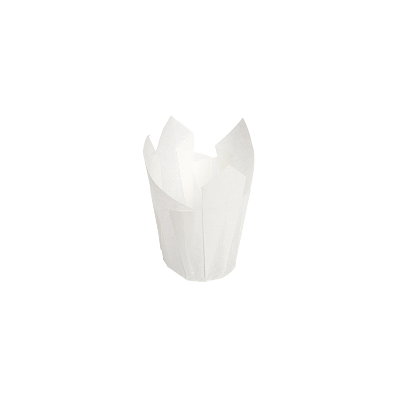MUFFIN CUPS 'TULIP' 50 G/M2 15x15 CM BLANC PARCH.INGRAISSABLE (1000 UNITÉ)