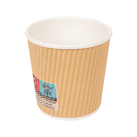 Image GOBELETS BOISSONS CHAUDES DOUBLE PAROI, ONDULÉ 120 ML 230 + 250 + 18 PE G/M2 Ø6,2/4,5x6 CM MARRON CARTON (1000 UNITÉ) #1