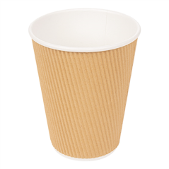 Image GOBELETS BOISSONS CHAUDES, DOUBLE PAROI, ONDULÉ 360 ML 300 + 250 + 18 PE G/M2 Ø9/6x11 CM MARRON CARTON (1000 UNITÉ) #1