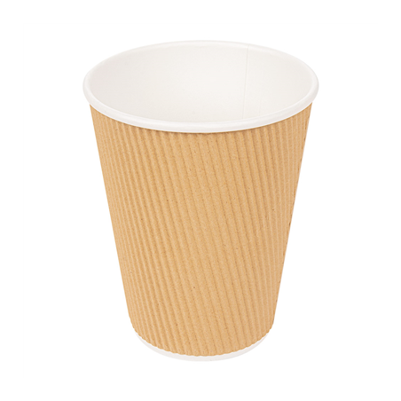 Image GOBELETS BOISSONS CHAUDES, DOUBLE PAROI, ONDULÉ 360 ML 300 + 250 + 18 PE G/M2 Ø9/6x11 CM MARRON CARTON (1000 UNITÉ) #1