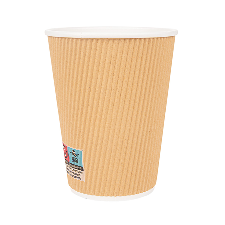 GOBELETS BOISSONS CHAUDES, DOUBLE PAROI, ONDULÉ 360 ML 300 + 250 + 18 PE G/M2 Ø9/6x11 CM MARRON CARTON (1000 UNITÉ)