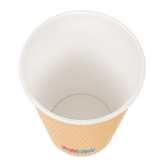 Image GOBELETS BOISSONS CHAUDES DOUBLE PAROI, KRAFT ONDULÉ 480 ML 300 + 250 + 18 PE G/M2 Ø9/6x13,2 CM MARRON CARTON (500 UNITÉ) 