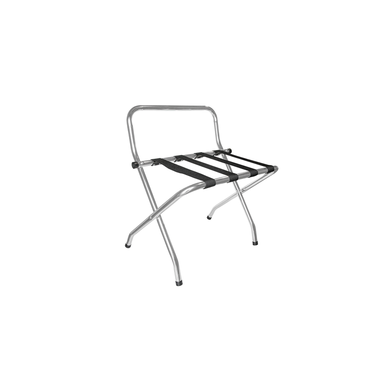 POSE VALISES PLIABLE AVEC DOSSIER 'ARROW'  62x50x69 CM CHROME ACIER (1 UNITÉ)