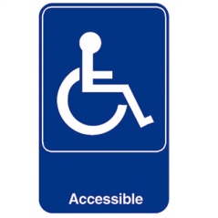 Image PLAQUE AUTOADHESIVE "ACCESSIBLE"  15,3x23 CM BLEU METACRYLATE (1 UNITÉ) #1