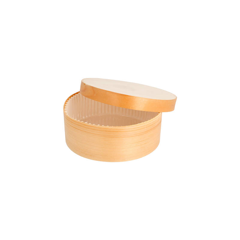 MINI BOÎTES CYLINDRIQUES + CARTON ET CAPSULE  Ø 13x5 CM NATUREL BOIS (100 UNITÉ)