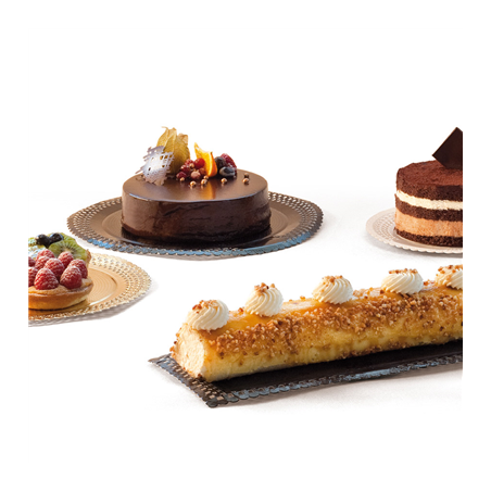 PLATEAUX DENTELÉS 'ERIK' 1200 G/M2 + 300 G/M2 PP Ø 40 CM DORE CARTON (100 UNITÉ)