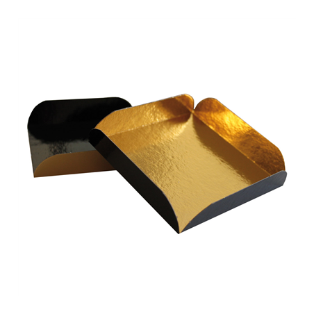 Image CARTONS PÂTISSERIE DEUX FACES  380 G/M2 8x8+1,5 CM OR/NOIR CARTON (200 UNITÉ) #1