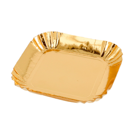 Image MINI PLATEAUX  325 G/M2 6,5x6,5 CM OR CARTON (100 UNITÉ) #1