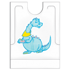 Image BAVOIRS "DINO" AVEC SACHET  27x34+5 CM BLANC CPE (500 UNITÉ) #1