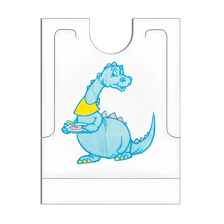 Image BAVOIRS "DINO" AVEC SACHET  27x34+5 CM BLANC CPE (500 UNITÉ) #1