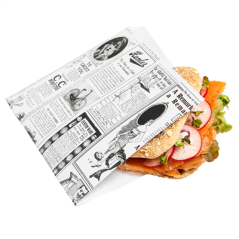 Image PAPIER INGRAISSABLES OUVERT 2 CÔTÉS FAST FOOD 'TIMES' 35 G/M2 17x18 CM BLANC PARCH.INGRAISSABLE (500 UNITÉ) #3