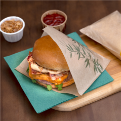 Image PAPIER INGRAISSABLES OUVERT 2 CÔTÉS FAST FOOD 'FEEL GREEN' 34 G/M2 17x18 CM NATUREL PARCH.INGRAISSABLE (500 UNITÉ) #4