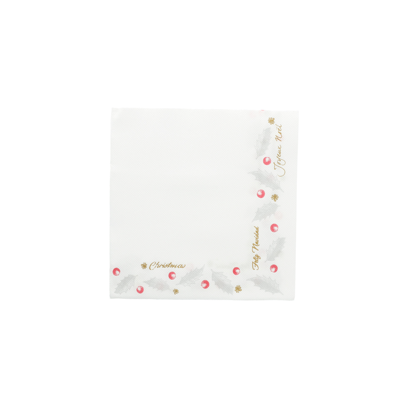 SERVIETTES "DOUBLE POINT" 'NOËL' 18 G/M2 33x33 CM BLANC OUATE (1200 UNITÉ)