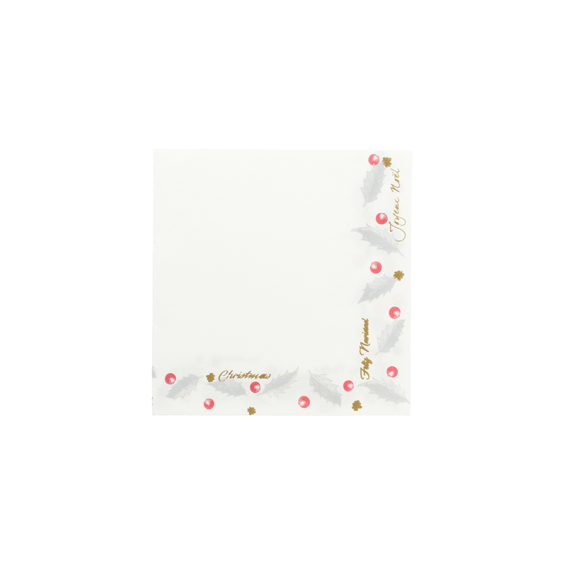 SERVIETTES "DOUBLE POINT" 'NOËL' 18 G/M2 40x40 CM BLANC OUATE (1200 UNITÉ)