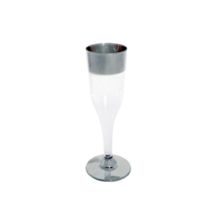 Image 12 FLUTES CHAMPAGNE AVEC LISERÉ ARGENTÉ 180 ML TRANSPARENT PS (30 UNITÉ) #1
