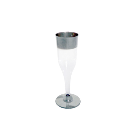 Image 12 FLUTES CHAMPAGNE AVEC LISERÉ ARGENTÉ 180 ML  TRANSPARENT PS (30 UNITÉ) #1