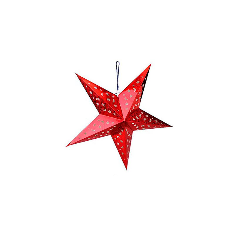 ÉTOILES À PENDRE  Ø 45 CM ROUGE PAPIER (10 UNITÉ)