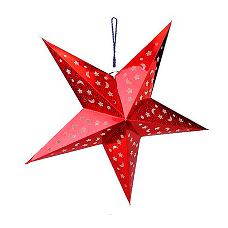 Image ÉTOILES À PENDRE  Ø 45 CM ROUGE PAPIER (10 UNITÉ) #1