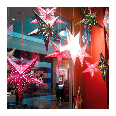 Image ÉTOILES À PENDRE  Ø 90 CM VERT PAPIER (10 UNITÉ) #1