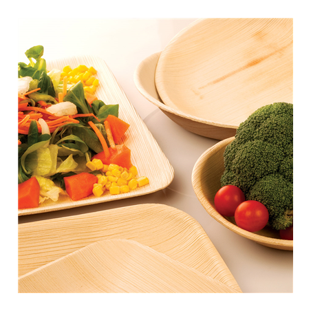 ASSIETTES CARRÉES 'ARECA'  7,7x7,7x2 CM NATUREL ARECA (200 UNITÉ)