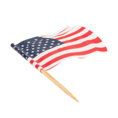 PETITS DRAPEAUX "USA" 4x3/6,5 CM ASSORTI BOIS (144 UNITÉ)