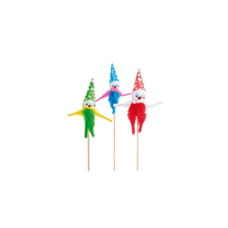 72 U. DÉCORS POUR GLACES "CHENILLE CLOWN"  15 CM ASSORTI BOIS (1 UNITÉ)