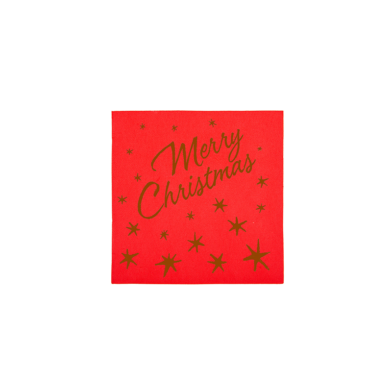 SERVIETTES 'MERRY CHRISTMAS' 55 G/M2 40x40 CM ROUGE AIRLAID (700 UNITÉ)