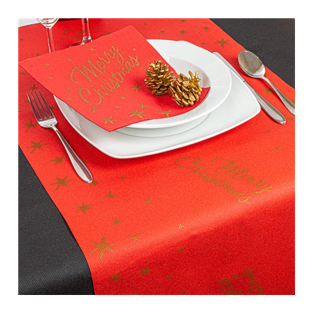 SERVIETTES 'MERRY CHRISTMAS' 55 G/M2 40x40 CM ROUGE AIRLAID (700 UNITÉ)